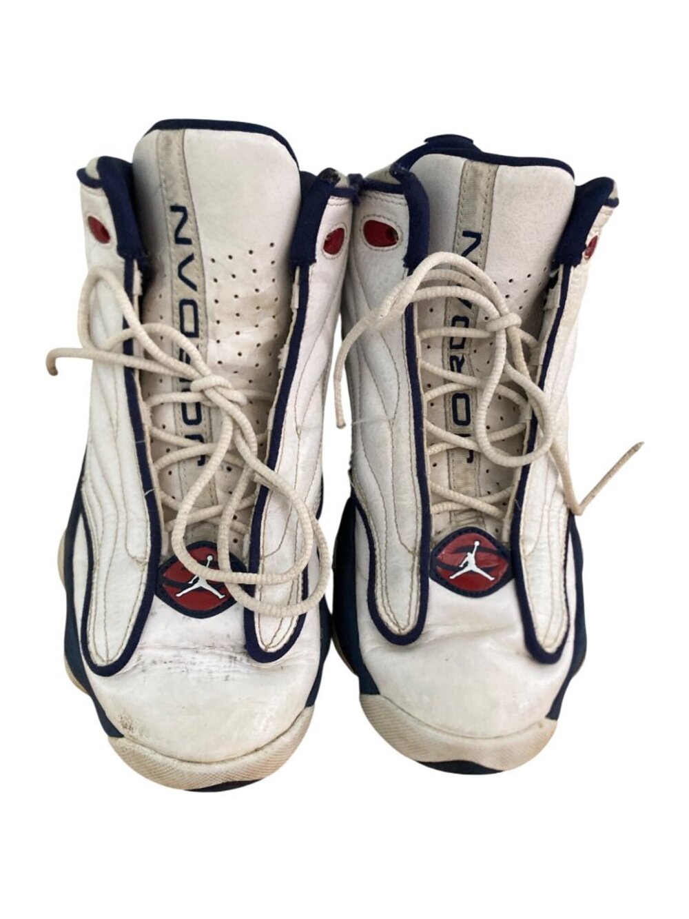 Air Jordan White Navy Red Retro Basketball Shoes Size 6Y